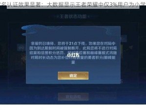 实名认证效果显著：大数据显示王者荣耀中仅3%用户为小学生