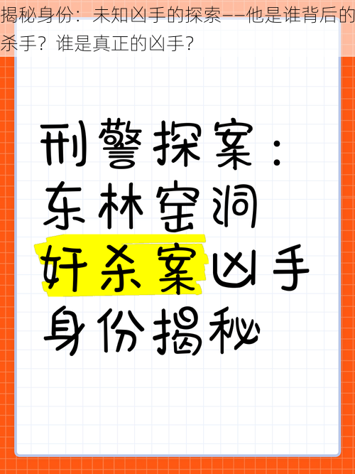 揭秘身份：未知凶手的探索——他是谁背后的杀手？谁是真正的凶手？