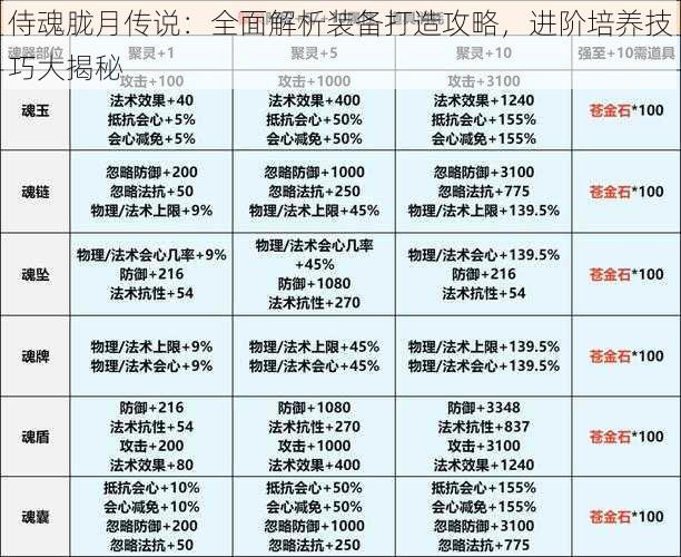 侍魂胧月传说：全面解析装备打造攻略，进阶培养技巧大揭秘