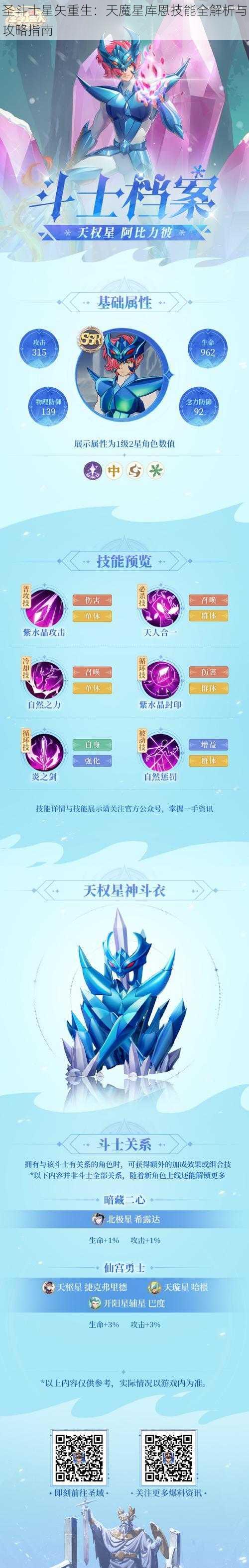 圣斗士星矢重生：天魔星库恩技能全解析与攻略指南